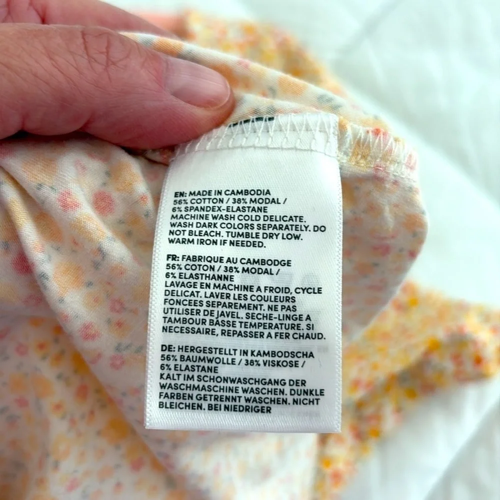 NWOT Lands' End Gold/Yellow Flutter Sleeve Wrap/Tie Blouse.Floral Design.Size 2X - Picture 8 of 10